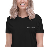 ENEMIES (WEL) Women's Embroidered Flowy Crop Tee