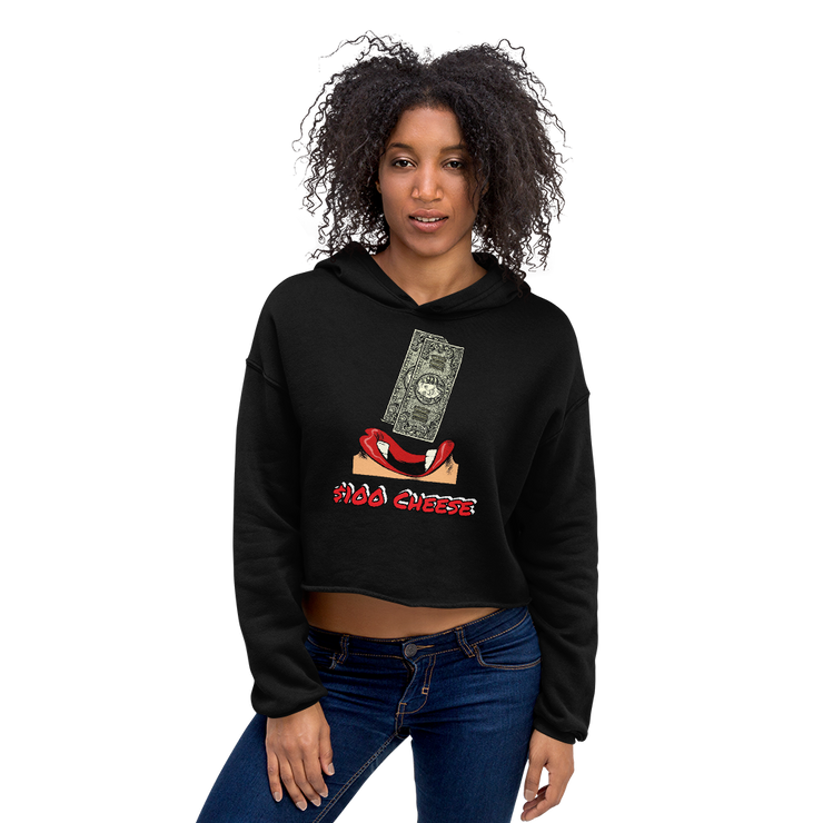 Hood Theory x James Caimen ($100 Cheese) Women's Crop Hoodie