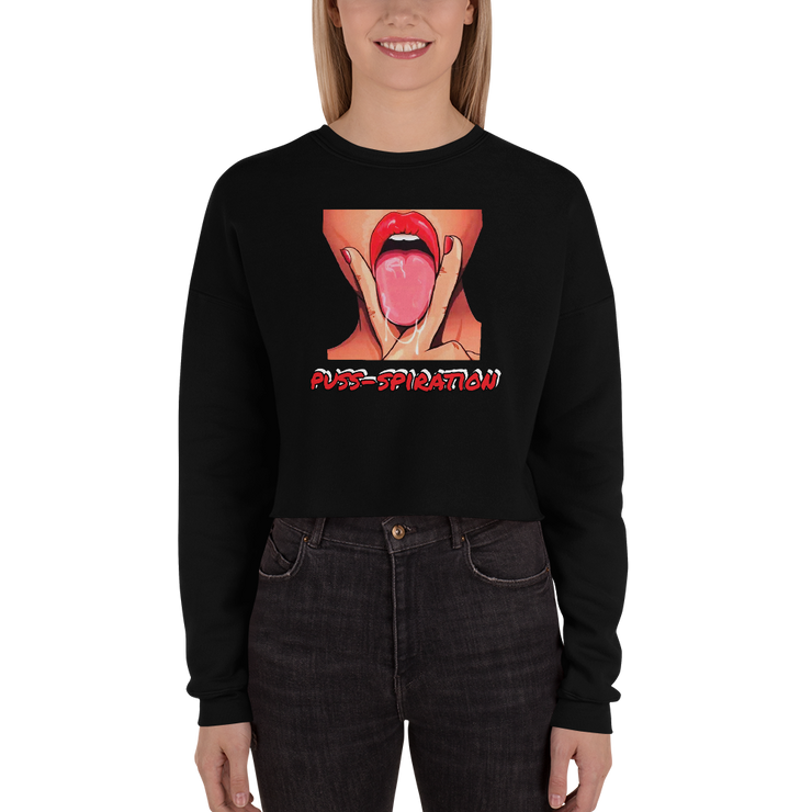 Hood Theory x James Caimen (PUSS-SPIRATION) Women's Crop Sweatshirt