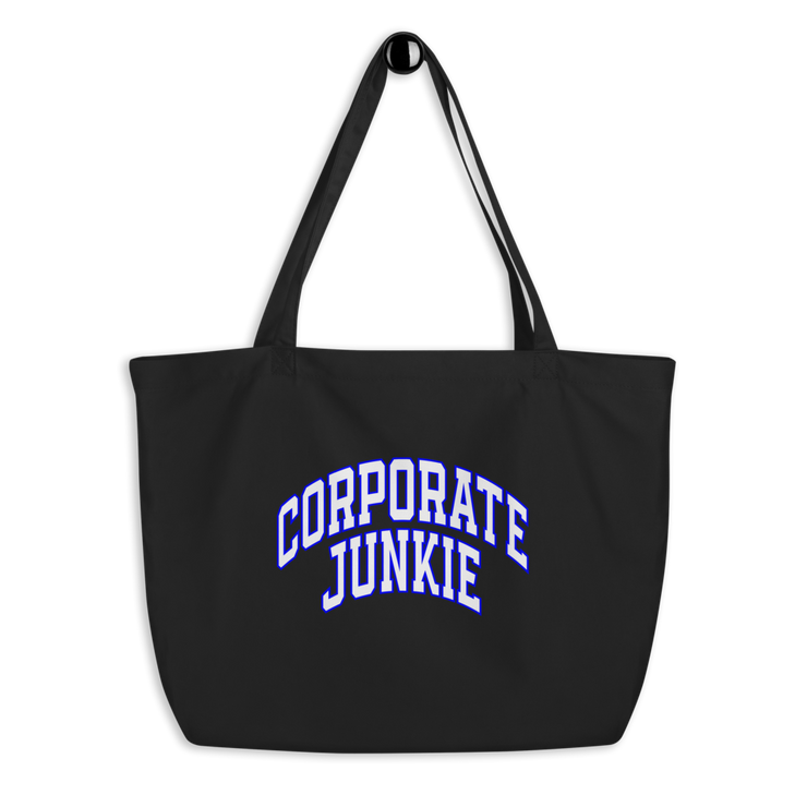 Hood Theory Memes (Corporate Junkie-Blu & Whi) Unisex Large Organic Tote Bag