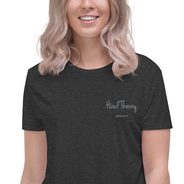 Hood Theory (GEL) Women's Embroidered Flowy Crop Tee