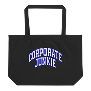 Hood Theory Memes (Corporate Junkie-Blu & Whi) Unisex Large Organic Tote Bag