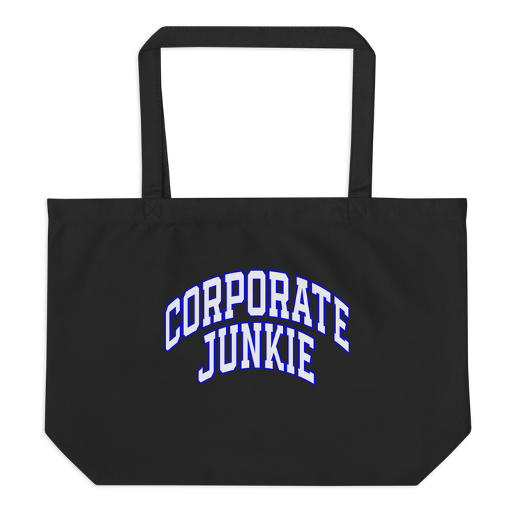 Hood Theory Memes (Corporate Junkie-Blu & Whi) Unisex Large Organic Tote Bag