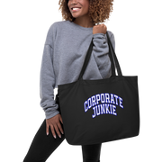 Hood Theory Memes (Corporate Junkie-Blu & Whi) Unisex Large Organic Tote Bag