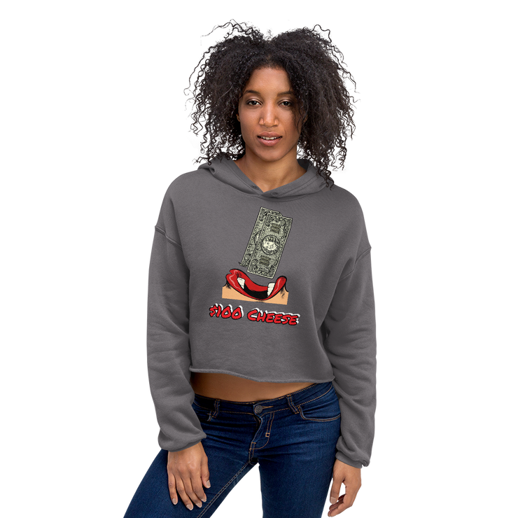 Hood Theory x James Caimen ($100 Cheese) Women's Crop Hoodie