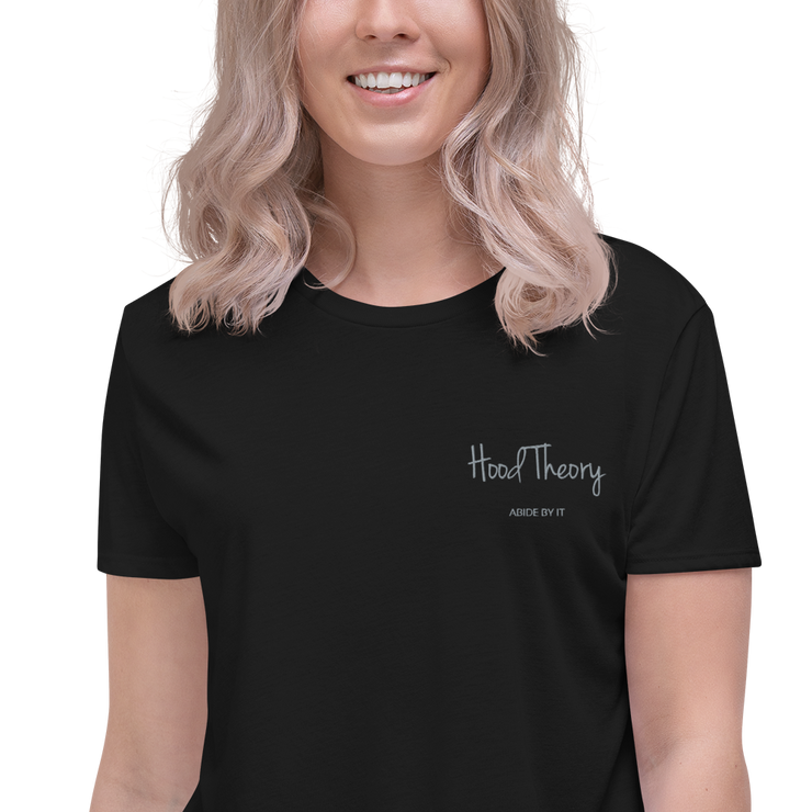 Hood Theory (GEL) Women's Embroidered Flowy Crop Tee