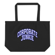 Hood Theory Memes (Corporate Junkie-Blu & Whi) Unisex Large Organic Tote Bag