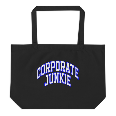 Hood Theory Memes (Corporate Junkie-Blu & Whi) Unisex Large Organic Tote Bag