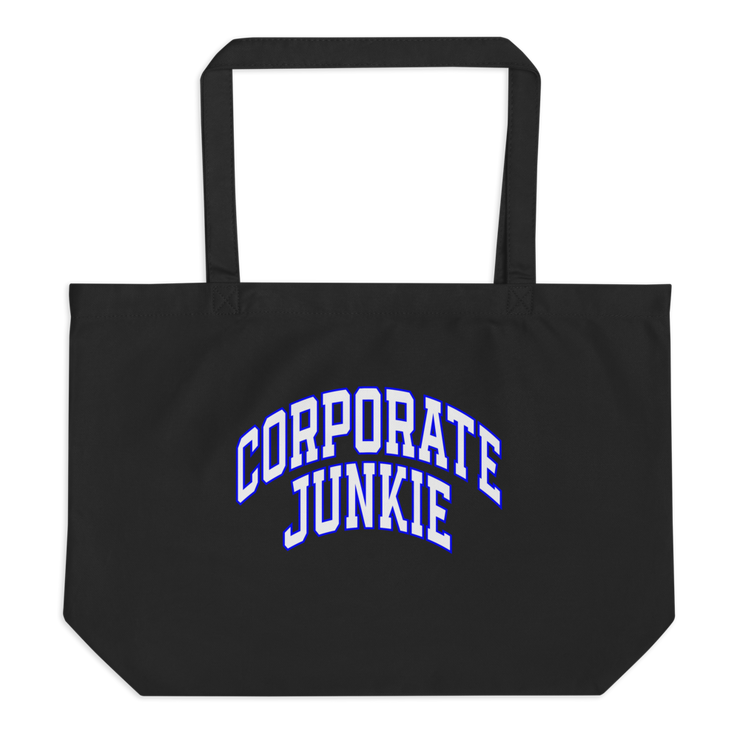 Hood Theory Memes (Corporate Junkie-Blu & Whi) Unisex Large Organic Tote Bag