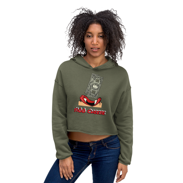 Hood Theory x James Caimen ($100 Cheese) Women's Crop Hoodie