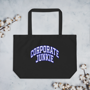 Hood Theory Memes (Corporate Junkie-Blu & Whi) Unisex Large Organic Tote Bag