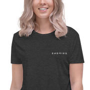 ENEMIES (WEL) Women's Embroidered Flowy Crop Tee