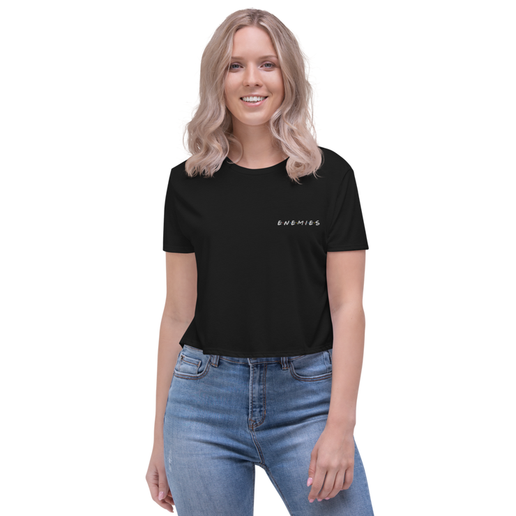 ENEMIES (WEL) Women's Embroidered Flowy Crop Tee