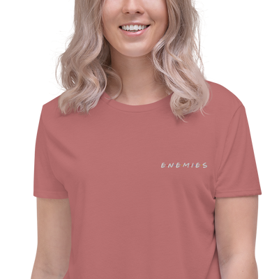 ENEMIES (WEL) Women's Embroidered Flowy Crop Tee